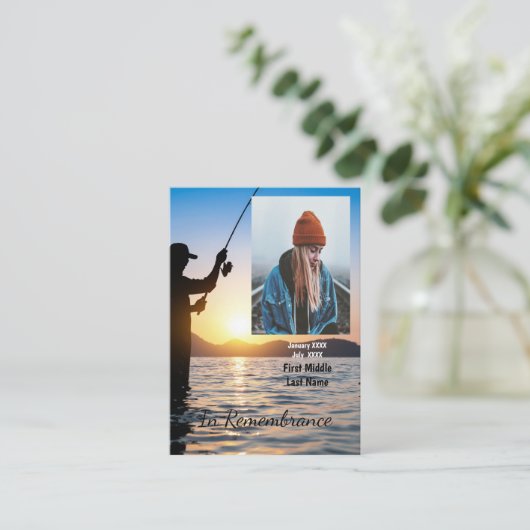 メモリアルキープサケフィッシャーマン魚釣り魚 名刺 (スタンド正面)