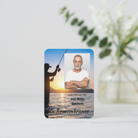メモリアルキープサケフィッシャーマン魚釣り魚 名刺 (スタンド正面)