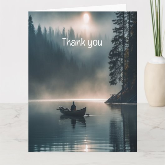 メモリアルキープサケレイク魚釣りローイングボート サンキューカード (正面)
