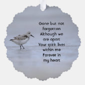 メモリアルキープサンドパイパー海岸鳥 オーナメントカード (裏面)