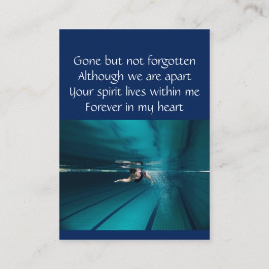 メモリアルキープサースイミング泳ぐ人ライフガード 名刺 (裏面)