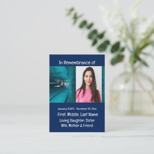 メモリアルキープサースイミング泳ぐ人ライフガード 名刺 (スタンド正面)