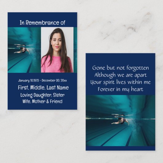 メモリアルキープサースイミング泳ぐ人ライフガード 名刺 (正面/裏面)