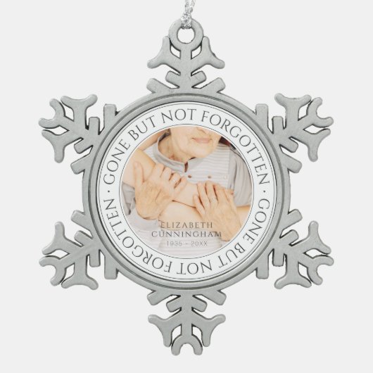 メモリアルクラシック引用文エレガントシック写真記念 スノーフレークピューターオーナメント (正面)