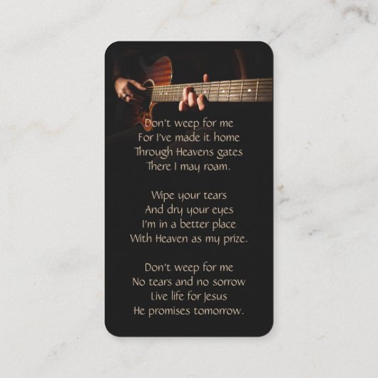 メモリアルクリスチャンのメモリーカード音楽ギター 名刺 (裏面)