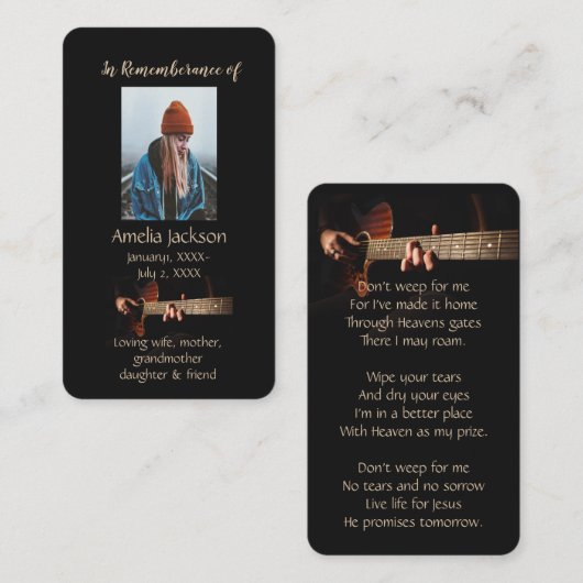 メモリアルクリスチャンのメモリーカード音楽ギター 名刺 (正面/裏面)