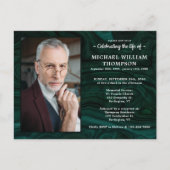 メモリアルグリーンマーブルフォトお祝い・オブ・ライフ インビテーションポストカード (正面)