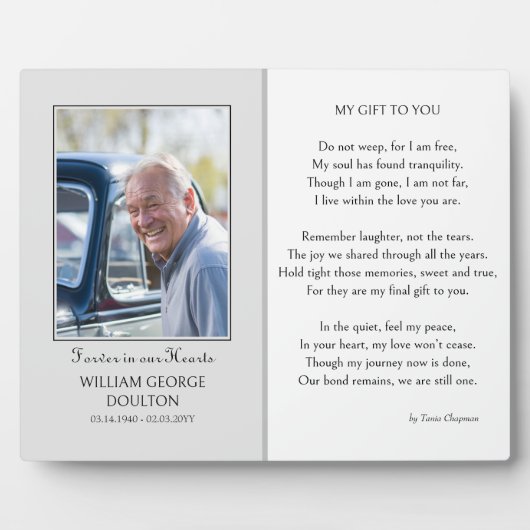 メモリアルサイン追悼の詩と写真表示 フォトプラーク (正面)