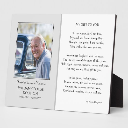 メモリアルサイン追悼の詩と写真表示 フォトプラーク (側面)