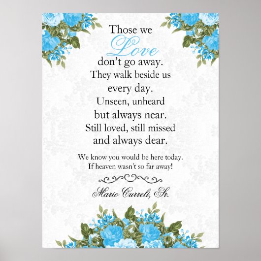 メモリアルサイン - ベイビーブルーフラワーズ ポスター (正面)