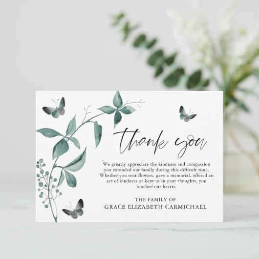 メモリアルサンキューバタフライスクリプトフォト サンキューカード (スタンド正面)