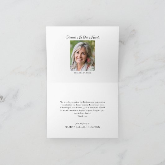 メモリアルサンキューバタフライボタニカルグリーン サンキューカード (内部)