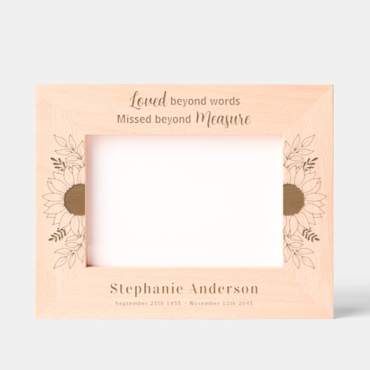 メモリアルサンフラワーカスタムフローラ木造写真 レーザー彫刻フレーム (正面)