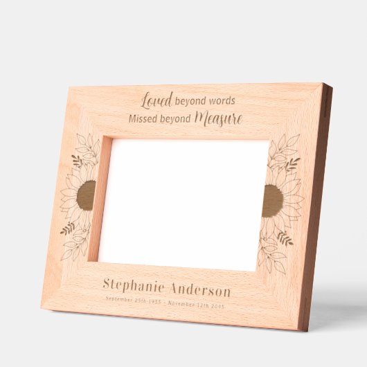 メモリアルサンフラワーカスタムフローラ木造写真 レーザー彫刻フレーム (左)