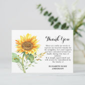 メモリアルサンフラワーフローラ悔やみや弔慰葬儀 サンキューカード (スタンド正面)