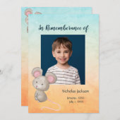 メモリアルサービスに子供たちを招待 かわいいネズミ 招待状 (正面/裏面)