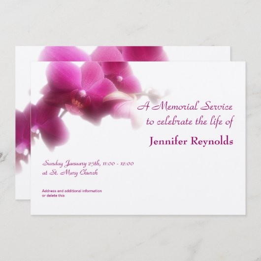 メモリアルサービスのお知らせ 招待状 (正面/裏面)