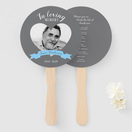 メモリアルサービスのフォトブルーリボンプログラムファン ハンドファン (正面&裏面)