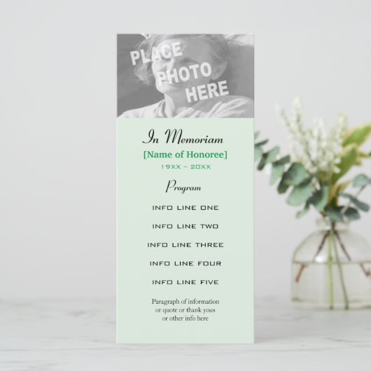 メモリアルサービスのフォトプログラムカード プログラム (スタンド正面)