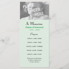 メモリアルサービスのフォトプログラムカード プログラム