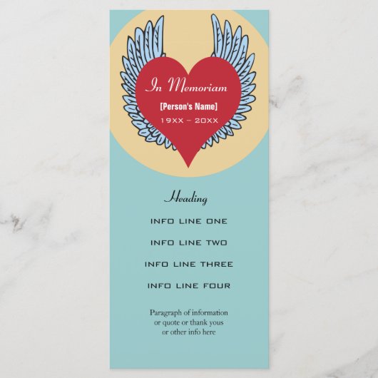 メモリアルサービスの招待状またはプログラムカード プログラム (正面)