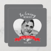 メモリアルサービスの赤いリボン招待状 招待状 (正面/裏面)