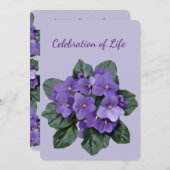 メモリアルサービスアフリカンバイオレットハウスプラント 招待状 (正面/裏面)