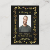 メモリアルサービスクラシック招待状モダンブラック金ゴールド 名刺 (正面)