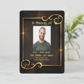 メモリアルサービスクラシック招待状モダンブラック金ゴールド 招待状 (スタンド正面)