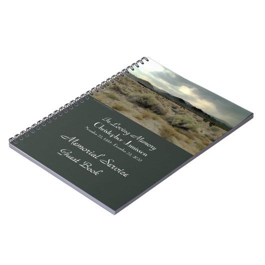 メモリアルサービスゲストブックマウンテンストームスパイラル ノートブック (左側)
