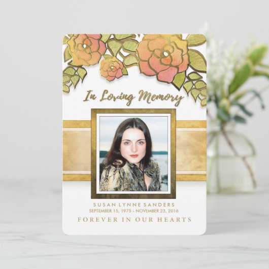 メモリアルサービスゴールデンフラワーズフォト招待状 招待状 (スタンド正面)