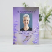 メモリアルサービスハミングバードラベンダーカスタム 招待状 (スタンド正面)