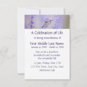 メモリアルサービスハミングバードラベンダーカスタム 招待状 (裏面)