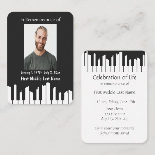 メモリアルサービスピアノミュージシャン街並 名刺 (正面/裏面)