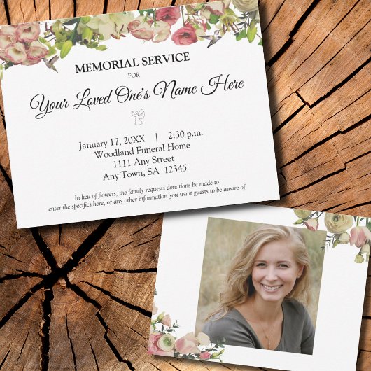 メモリアルサービスフラワーハミングバードエレガント写真 ノートカード