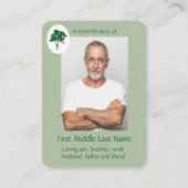 メモリアルサービスポケット記念グリーンツリー 名刺 (裏面)