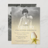 メモリアルサービス写真クリームバラ葬儀 招待状 (正面/裏面)