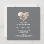 メモリアルサービス写真ティール（緑がかった色）リボン葬儀招待状 招待状 (裏面)