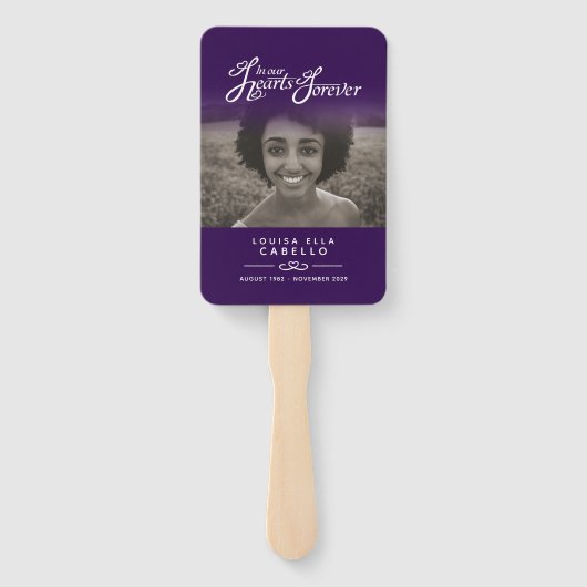メモリアルサービス写真ハート紫のプログラムファン ハンドファン (裏面)