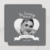 メモリアルサービス写真ホワイトリボンメモリ招待状 招待状 (正面/裏面)