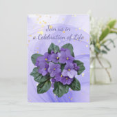 メモリアルサービス招待状アフリカンバイオレットパープル 招待状 (スタンド正面)