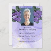 メモリアルサービス招待状アフリカンバイオレットパープル 招待状 (裏面)