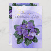 メモリアルサービス招待状アフリカンバイオレットパープル 招待状 (正面/裏面)