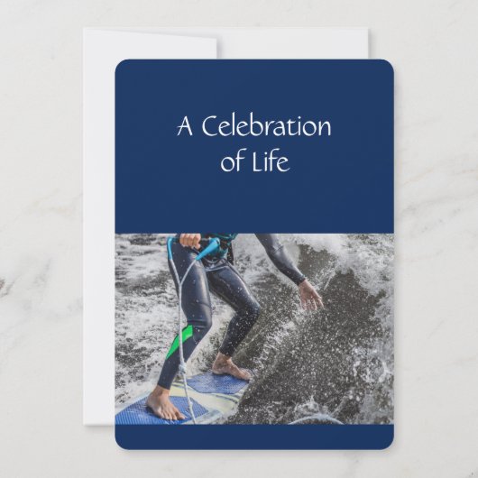 メモリアルサービス招待状ウェイクボードウォータースポーツ 招待状 (裏面)