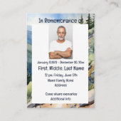 メモリアルサービス招待状ウォーターカラーサイクリングバイク 名刺 (正面)