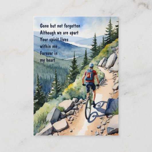 メモリアルサービス招待状ウォーターカラーサイクリングバイク 名刺 (裏面)
