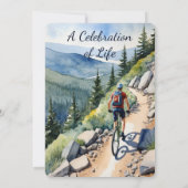 メモリアルサービス招待状ウォーターカラーサイクリングバイク 招待状 (裏面)