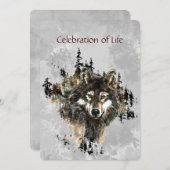 メモリアルサービス招待状ウルフウルブズアニマルアート 招待状 (正面/裏面)