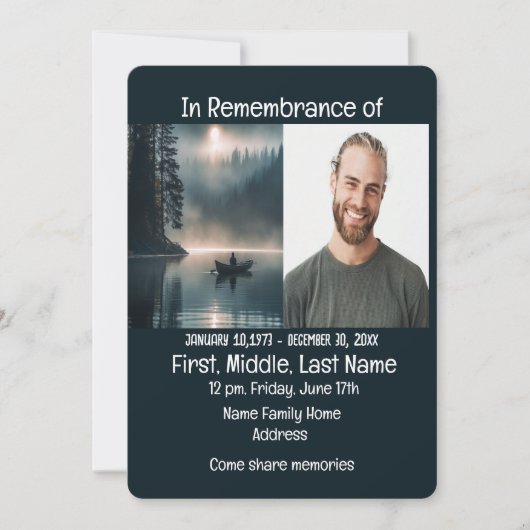 メモリアルサービス招待状カノウイングボート 招待状 (正面)