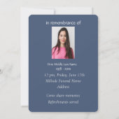 メモリアルサービス招待状カリフォルニアウズルバード 招待状 (裏面)